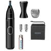 Trimmer pentru nas/urechi Philips NT5650/16, baterie, lavabil, utilizare umed si suscat, tehnologie Precision Trim, otel inoxidabil, pieptene pentru sprancene, 2 piepteni 3-5 mm, Negru