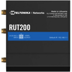 TELTONIKA INDUSTRIAL CELLULAR ROUTER RUT200 4G (LTE) – Cat 4 up to 150 Mbps, 3G – Up to 42 Mbps, 2G – Up to 236.8 kbps, sTANDARDE WIRELESS: IEEE 802.11b/g/n, Access Point (AP), Station (STA), Wi-Fi users: 50, Fast roaming (802.11r), Relayd, Interfata: 1 x