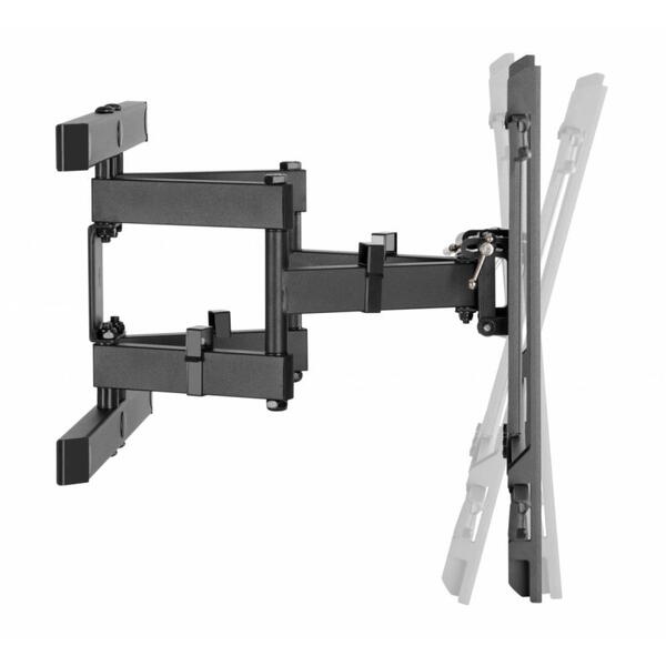 Suport TV de perete Serioux TV61-466, compatibilitate  dimensiune ecran: 37"-80", compatibilitate VESA: 200x200, 300x200, 400x200, 300x300, 400x300, 400x400, 600x400, greutate maximă suportata: 60kg, distanta fata de perete: 77~428mm, inclinare: +3°~-15°,