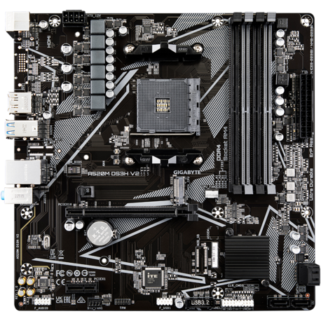 Placa de baza GIGABYTE A520M DS3H V2 AM4, 4x DDR4, 1x DP 1x HDMI, 1 PCIE x16 1x PCIE x1, 1x M.2, 4x SATA 6gb/s