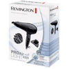 Uscator de par Remington PRO-Air Light 2200 AC6120, Ionizare, 2200 W, Motor AC, Design ultra-usor, 3 trepte temperatura, 2 viteze, 2 concentratoare, Difuzor, Negru