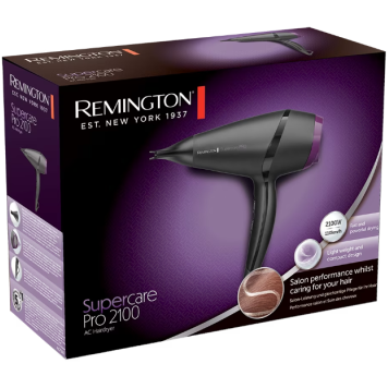 Uscator de par Remington Supercare PRO 2100 AC7100, 3 trepte de temperatura, 2 trepte de viteza, Negru