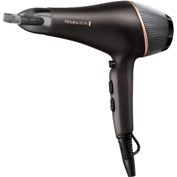 Uscator de par Remington, Copper Radiance, 2200W, Ionizare, grila ceramica, 3 setari temperatura, 2 viteze, Auriu/Negru