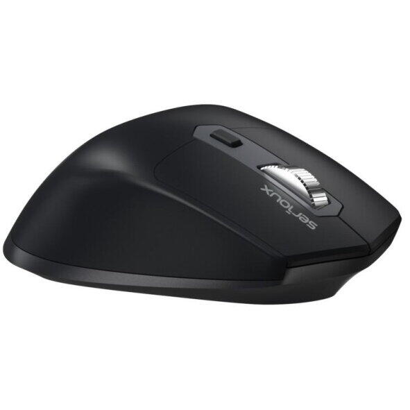 Mouse Serioux Apex 166 Wireless reincarcabil USB-C, Negru, senzor: Optic, DPI: 800/ 1200/1600/ 2400, conexiune: Dongle USB 2,4 GHz, banda de frecventa: 2,4 GHz, click silentios, design ergonomic, baterie integrată litiu de 500 mAh, cerințe OS: Win, Mac, V