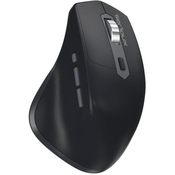 Mouse Serioux Apex 166 Wireless reincarcabil USB-C, Negru, senzor: Optic, DPI: 800/ 1200/1600/ 2400, conexiune: Dongle USB 2,4 GHz, banda de frecventa: 2,4 GHz, click silentios, design ergonomic, baterie integrată litiu de 500 mAh, cerințe OS: Win, Mac, V