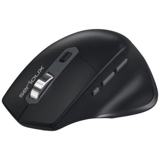 Mouse Serioux Apex 166 Wireless reincarcabil USB-C, Negru, senzor: Optic, DPI: 800/ 1200/1600/ 2400, conexiune: Dongle USB 2,4 GHz, banda de frecventa: 2,4 GHz, click silentios, design ergonomic, baterie integrată litiu de 500 mAh, cerințe OS: Win, Mac, V