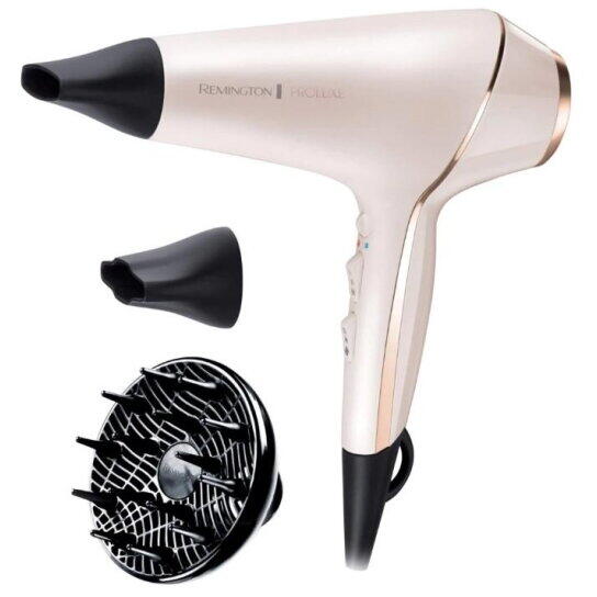 REMINGTON Uscator de par AC9140 PROluxe, 2400 W, Ionizare, OPTIheat, Functie PRO+ Style Shot, 3 trepte temperatura, 2 viteze, Cool Shot, 2 concentratoare, Difuzor, Alb