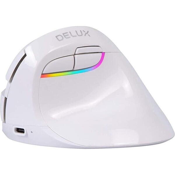 Mouse wireless si bluetooth Delux M618 mini alb pentru stangaci