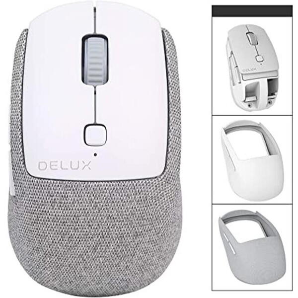 Mouse bluetooth si wireless Delux MS20DB alb