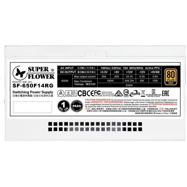 Sursa full modulara Super Flower Leadex III ARGB Gold 650W alba