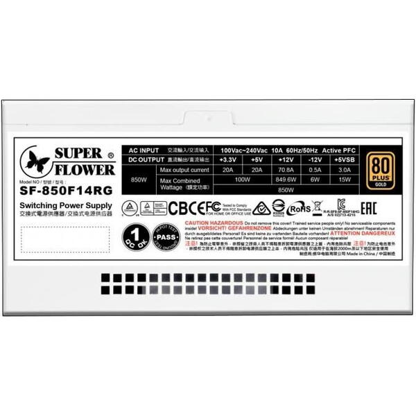 Sursa full modulara Super Flower Leadex III ARGB Gold 850W alba