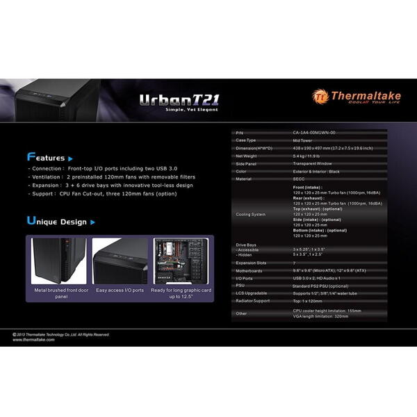Carcasa Thermaltake Urban T21