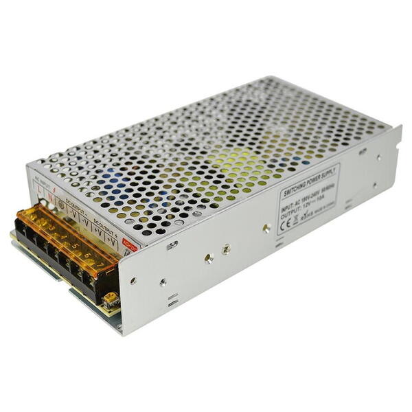 PNI Sursa de tensiune in comutatie PNI ST10A 230V la 12V 10A stabilizata pentru sisteme de supraveghere, Tensiune intrare: 230V AC, iesire: 2 x 12V 10A, 120W, Dimensiuni: 160 x 98 x 40 mm, Greutate: 336g
