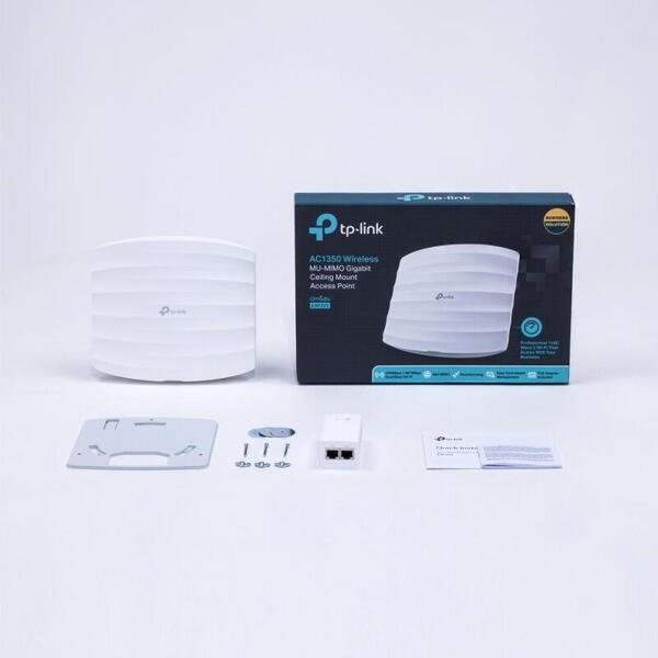 Wireless Access Point TP-Link EAP225, GigabitEthernet(RJ-45)Port*1 (Support IEEE802.3af PoE), 3 antene interne Omni 2.4GHz-4dBi/5GHz-5dBi, AC1350 Dual Band (867Mbps/450Mbps),Ceiling/Wall Mounting