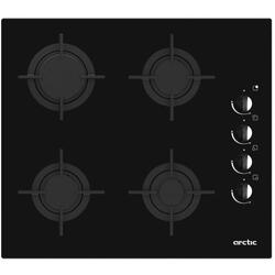 Plita pe gaz incorporabila Arctic ARSGN64125S, control butoane lateral - culoare negru, 4 arzatoare, aprindere integrata/ electronica, siguranta plita, gratar din fonta, dimensiuni 9.8*58*51 cm, culoare negru