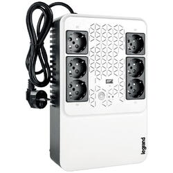 UPS Legrand MULTIPLUG 600, 600VA/360W, 6x German standard sockets, USB charger, baterie 1x 12V 7.2Ah, 230V, tehnologie Line interactiv, dimensiuni 190 x 89.5 x 296mm