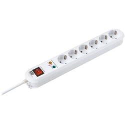 Prelungitor Bachmann, 6 prize, impamantare, protectie supratensiune (6.5kA/16A/3680W), protectie copii, intrerupator, 1.5 metri, alb