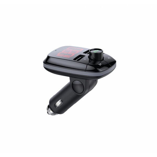 Modulator FM Serioux ABFM50, Bluetooth 5.0 , raza actiune de până la 5 m, voltaj intrare: 1x DC 12V/24V ,2 porturi USB: 1x USB DC5V 2.4A Max 1 x USB audio (pana la 32 GB), slot MicroSD (pana la 32 GB), format muzica: MP3/WMA/WAV, frecvența FM: 87.5MHz - 1
