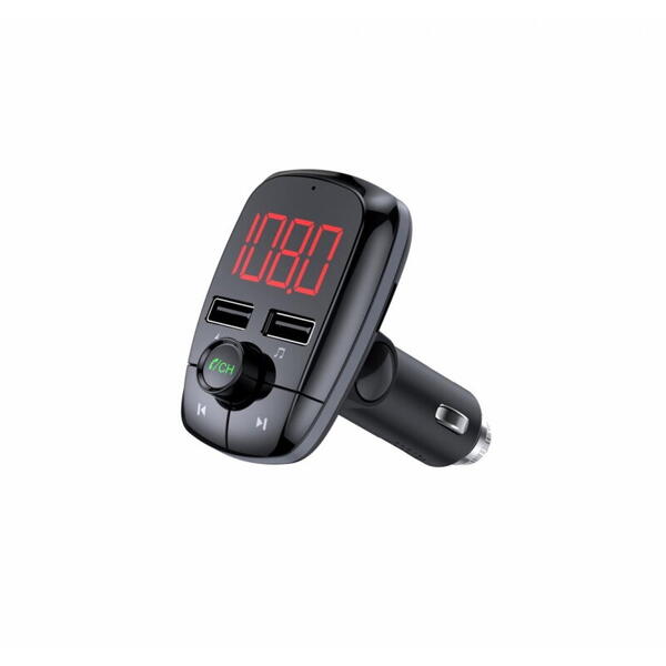 Modulator FM Serioux ABFM50, Bluetooth 5.0 , raza actiune de până la 5 m, voltaj intrare: 1x DC 12V/24V ,2 porturi USB: 1x USB DC5V 2.4A Max 1 x USB audio (pana la 32 GB), slot MicroSD (pana la 32 GB), format muzica: MP3/WMA/WAV, frecvența FM: 87.5MHz - 1