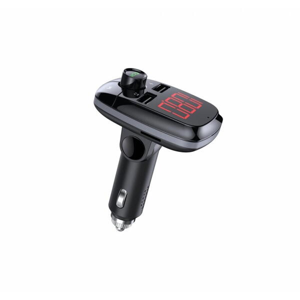 Modulator FM Serioux ABFM50, Bluetooth 5.0 , raza actiune de până la 5 m, voltaj intrare: 1x DC 12V/24V ,2 porturi USB: 1x USB DC5V 2.4A Max 1 x USB audio (pana la 32 GB), slot MicroSD (pana la 32 GB), format muzica: MP3/WMA/WAV, frecvența FM: 87.5MHz - 1