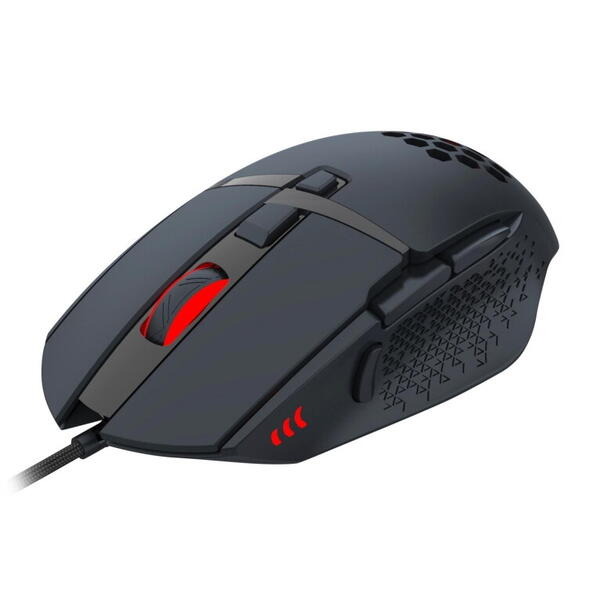 Mouse gaming Serioux Tobis, Senzor Sunplus 192, 1000-6400 DPI, switch HUANO, pana la 20 milioane de click-uri, 8 Butoane, 3 moduri de iluminare RGB, cablu USB 1.5M, plug and play, compatibil cu Windows 2000/XP/9X/VISTA/7/8/10