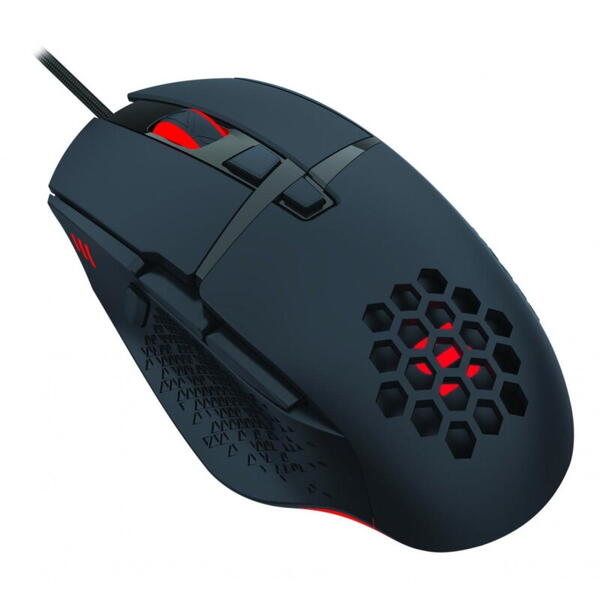 Mouse gaming Serioux Tobis, Senzor Sunplus 192, 1000-6400 DPI, switch HUANO, pana la 20 milioane de click-uri, 8 Butoane, 3 moduri de iluminare RGB, cablu USB 1.5M, plug and play, compatibil cu Windows 2000/XP/9X/VISTA/7/8/10