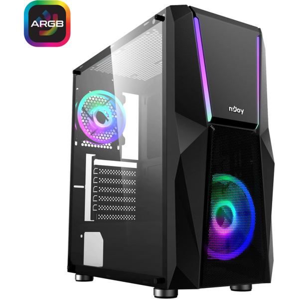 Carcasa nJoy Fort, Middle Tower, ATX, fara sursa, Black
