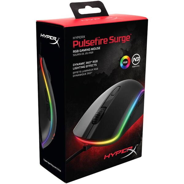 HP Mouse HyperX Gaming Pulsefire Surge, cu fir, negru