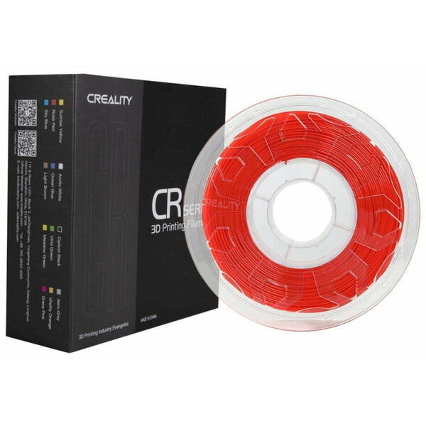 CREALITY CR PLA 3D Printer Filament, red, Printing temperature: 190-220, Filament diameter: 1.75mm, Tensile strength: 60MPa, Size of filament wheel: Diameter 200mm, height 66mm, hole diameter 56mm. Utilizare: pana la 6 luni de la deschiderea ambalajului.