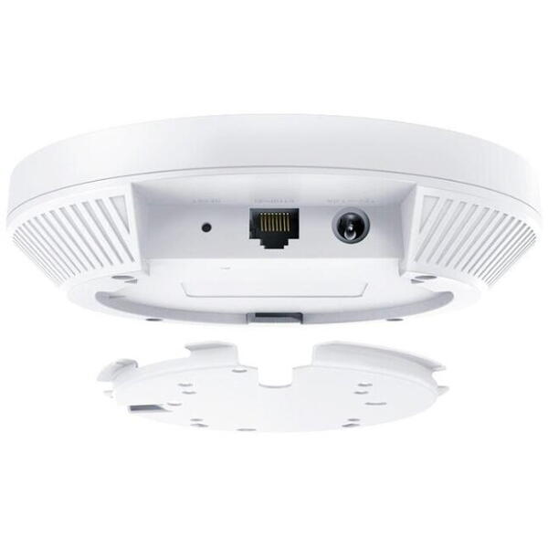 TP-Link Wireless Access Point EAP650, AX3000 Wireless Dual Band Indoor, 1× Gigabit Ethernet (RJ-45) Port (Support 802.3at PoE), antenna interna: 2.4 GHz: 2× 4 dBi, 5 GHz: 4× 5 dBi, Standarde Wireless: IEEE 802.11ax/ac/n/g/b/a, Rată de Semnal: 5 GHz: Până