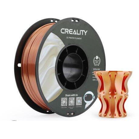 CREALITY PLA 3D Printer Filament, CR-SILK RED COPPER , Printing temperature: 190-220, Filament diameter: 1.75mm, Tensile strength: 60MPa, Size of filament wheel: Diameter 200mm, height 66mm, hole diameter 56mm. Utilizare: pana la 6 luni de la deschiderea