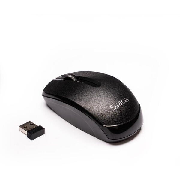MOUSE Spacer, PC sau NB, fara fir, USB 2.4 GHz, optic, 1000 dpi, butoane/scroll 3/1, negru, SPMO-161