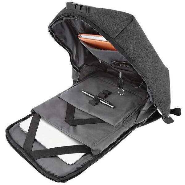 Rucsac laptop Tellur Antifurt V2, cu port USB, 15.6", negru