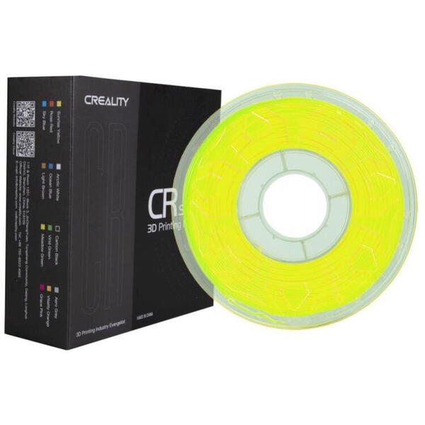 CREALITY CR PLA 3D Printer Filament, fluorescent yellow, Printing temperature: 190-220, Filament diameter: 1.75mm, Tensile strength: 60MPa, Size of filament wheel: Diameter 200mm, height 66mm, hole diameter 56mm. Utilizare: pana la 6 luni de la deschidere