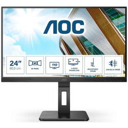 MONITOR AOC 24P2QM 23.8 inch, Panel Type: VA, Backlight: WLED ,Resolution: 1920 x 1080, Aspect Ratio: 16:9, Refresh Rate:75Hz, Response time GtG: 4 ms, Brightness: 250 cd/m², Contrast (static): 3000:1, Contrast (dynamic): 20M:1, Viewing angle: 178/178, Co