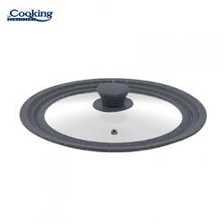 CAPAC STICLA CU MARGINE DIN SILICON AJUSTABILA PE 3 DIMENSIUNI 28/30/32 CM, GRI, COOKING BY HEINNER