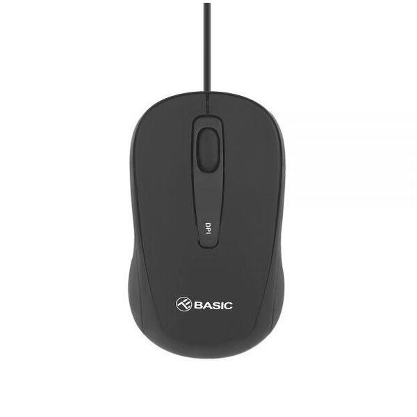 Mouse cu fir Tellur basic, mini, negru
