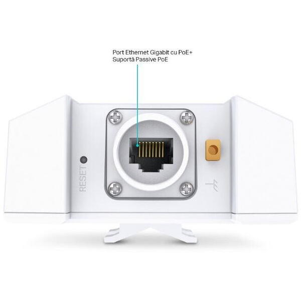 Wireless Access Point TP-Link EAP650-Outdoor, AX3000 Wireless Dual Band Indoor/Outdoor Access Point, 802.3at PoE, STANDARDE WIRELESS: IEEE 802.11ax/ac/n/g/b/a, interfata: 1× Port Ethernet (RJ-45) Gigabit (Suportă PoE 802.3at și Passive PoE), weather proof