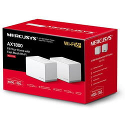 Mercusys AX1800 Whole Home Wi-Fi system HALO H70X(2-PACK),wi-fi 6 Dual-Band, Standarde Wireless: IEEE 802.11ax/ac/n/a 5 GHz, IEEE 802.11ax/n/b/g 2.4 GHz, viteza wireless: 1201 Mbps on 5 GHz, 574 Mbps on 2.4 GHz, Securitate wireless:  WPA-PSK/WPA2-PSK/WPA3