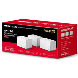 Mercusys AX1800 Whole Home Wi-Fi system HALO H70X(3-PACK),wi-fi 6 Dual-Band, Standarde Wireless: IEEE 802.11ax/ac/n/a 5 GHz, IEEE 802.11ax/n/b/g 2.4 GHz, viteza wireless: 1201 Mbps on 5 GHz, 574 Mbps on 2.4 GHz, Securitate wireless:  WPA-PSK/WPA2-PSK/WPA3