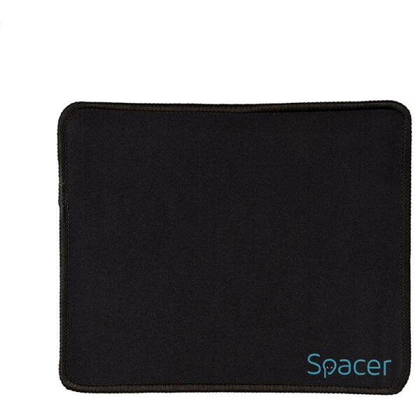 MOUSE PAD SPACER SP-PAD-S, cauciuc si material textil, cusut pe margine, 220x180x2mm, negru