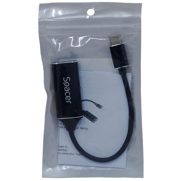 CABLU SPACER USB 3.1 TIP-C (T) LA HDMI (T) 15CM,  rezolutie maxim 4k@ 30Hz, negru