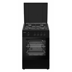 Aragaz Heinner HFSC-SME50BK, 4 arzatoare, Gaz, 50cm, Dispozitiv de siguranta plita si cuptor, Negru