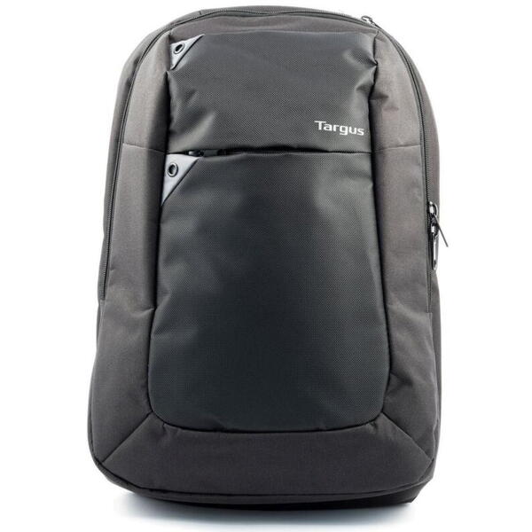 Rucsac laptop Targus Intellect, pentru laptopuri de 15.6", capacitate 16 litri, material poliester, dimensiuni: 30.5 x 11 x 42.5 cm, greutate 0.47 kg, negru/gri