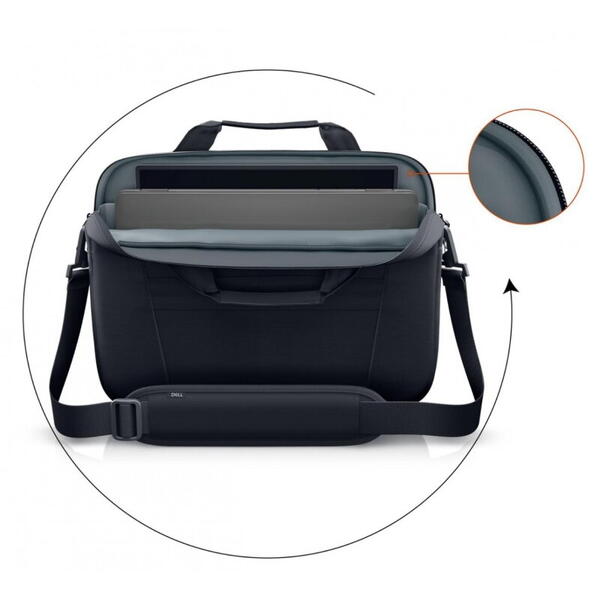 Dell EcoLoop Pro Slim Briefcase 15, Color: Black, Laptop Compatibility: Fits most laptops with screen sizes up to 15.6" (Excluding Dell G Series Gaming, Alienware and Dell Rugged Laptop Series, max laptop dimension: 360 x 255 x 25 mm), Features:  Made wit