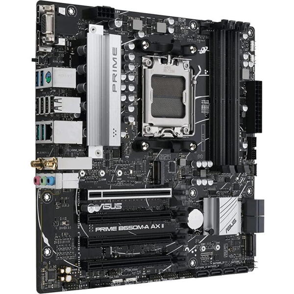 Placa de baza Asus Prime B650M-A II AM5, 4x DDR5, 1x DisplayPort, 1x VGA, 1x HDMI, 3x PCIe x16, 2x M.2, 4x SATA 6Gbps, 2.5Gbps LAN, mATX