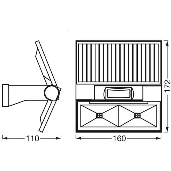 Proiector LED solar, cu senzor de miscare Ledvance ENDURA FLOOD SOLAR, 2.9W, 3.7V, 380 lm, lumina calda (3000K), IP44, 172x160x110mm, plastic, Negru