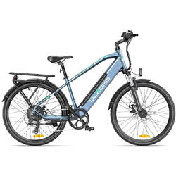 Bicicleta electrica Ulzomo Metro 26 E-bike, 250W, 36V 17Ah, autonomie 100km, viteza maxima 25km/h, Blue, 26''