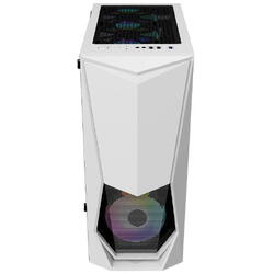 "Case DK-3(ATX) WHITE, FRONT PANEL:METAL MESH COVER LEFT SIDE PANEL:TEMPERED GLASS" Front: 2*12cm RGB fan,F1-W 12cm fan 4PIN(Molex) Rear: 1*12cm RGB fan, F1-W 12cm fan 4PIN(Molex)