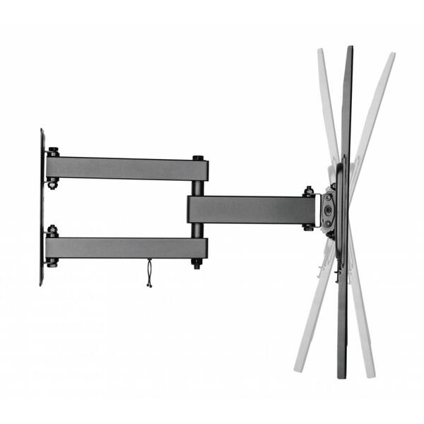 Suport de perete Akai cu inclinatie +10/-15°, diagonala display 32"-55", VESA min. 75x75, VESA max. 400x400, suporta pana la 35kg, distanta fata de perete max 427mm, negru